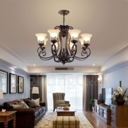 8-Lyss Rustik Lodge Integrert Metalllysekrone