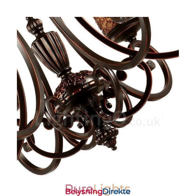 8-Lyss Rustik Lodge Integrert Metalllysekrone