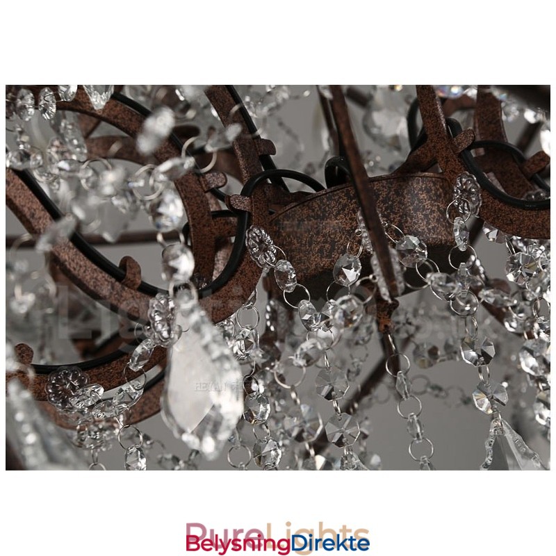 Diameter 60 Cm 80 Cm Vintage Krystallmaling Metalllysekrone Rustfarget Anhengslampe