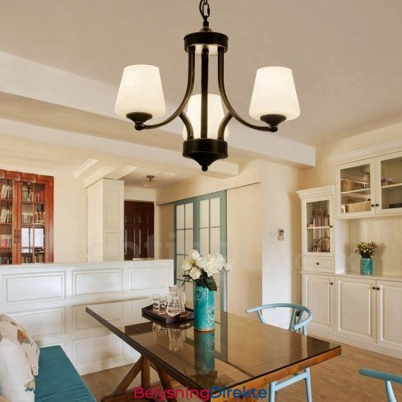 3-Lyss Rustik Lodge Integrert Metalllysekrone