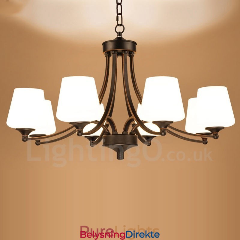 8-Lyss Rustik Lodge Integrert Metalllysekrone