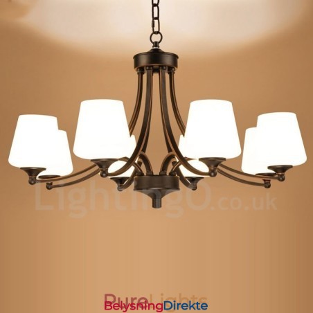 8-Lyss Rustik Lodge Integrert Metalllysekrone