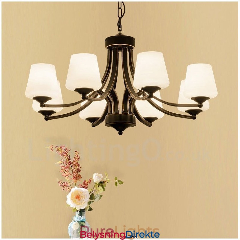 8-Lyss Rustik Lodge Integrert Metalllysekrone