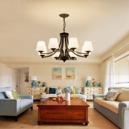 8-Lyss Rustik Lodge Integrert Metalllysekrone