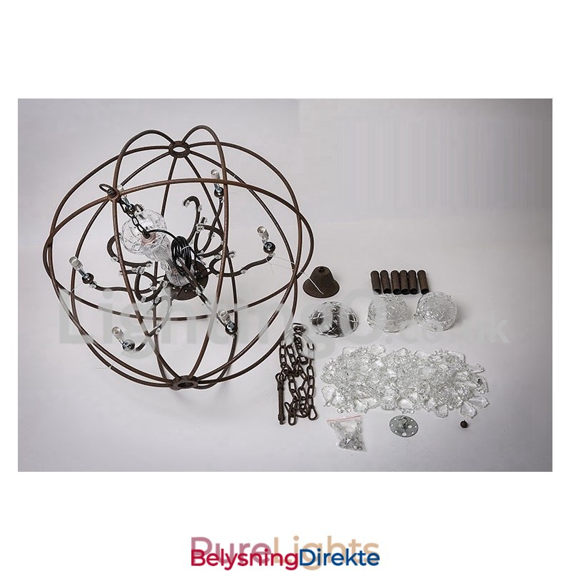 Diameter 60 Cm 80 Cm Vintage Krystallmaling Metalllysekrone Rustfarget Anhengslampe