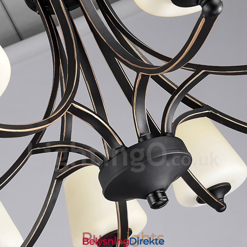 8-Lyss Rustik Lodge Integrert Metalllysekrone