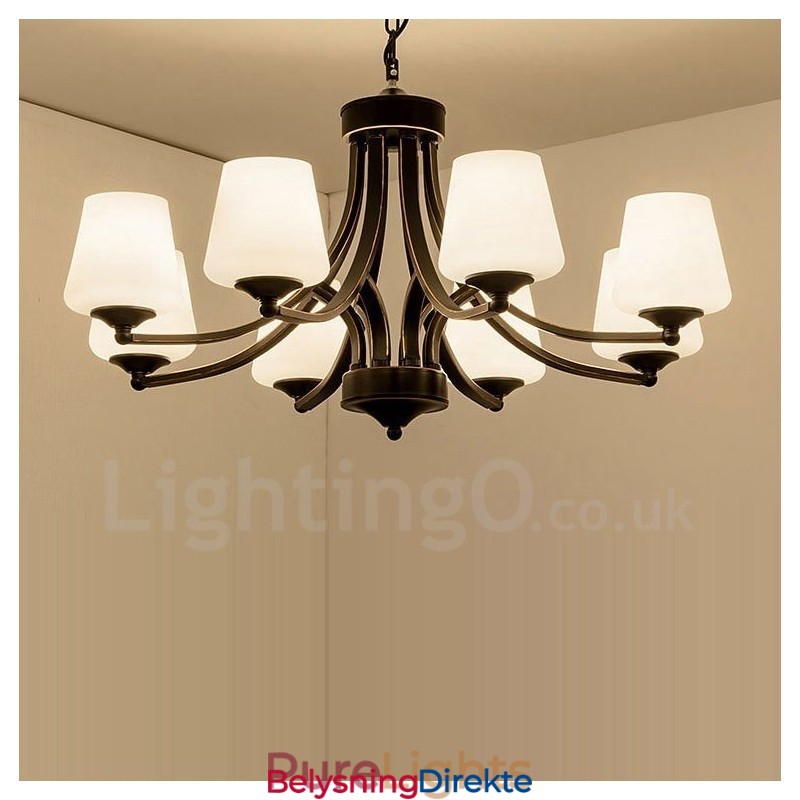 8-Lyss Rustik Lodge Integrert Metalllysekrone