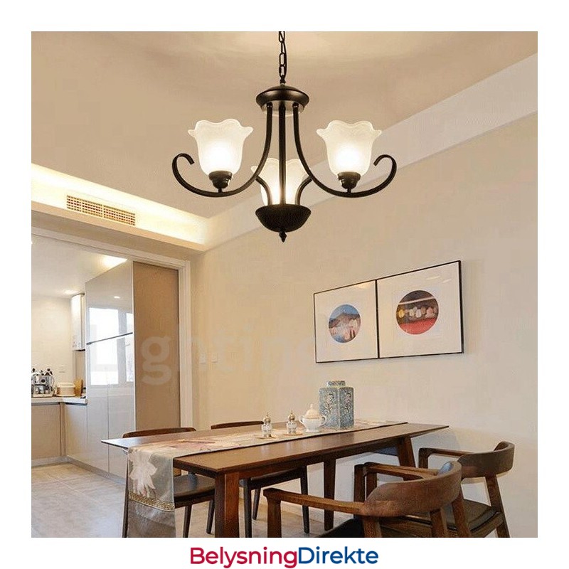 3-Lyss Rustik Lodge Integrert Metalllysekrone