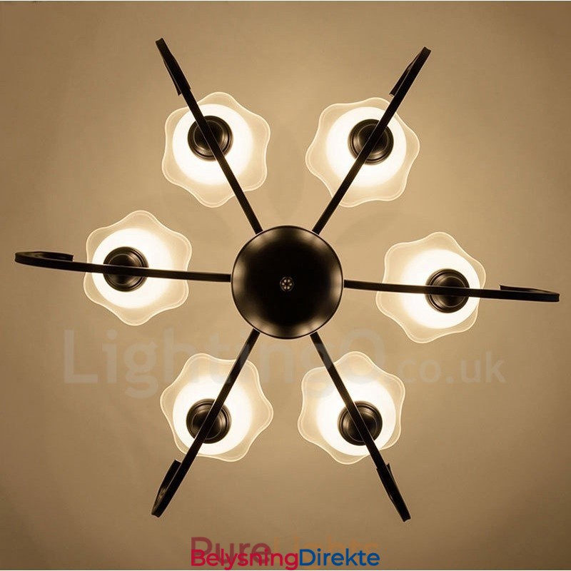 Integrert Metalllysekrone I Rustikk Lodge Med 6 Lys