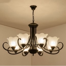 8-Lyss Rustik Lodge Integrert Metalllysekrone