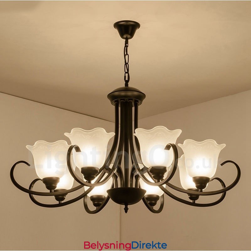 8-Lyss Rustik Lodge Integrert Metalllysekrone