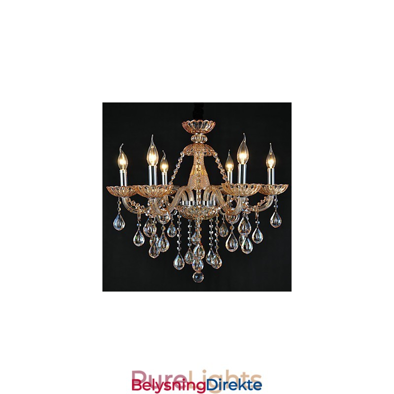 Lysekrone I Krystall, Tradisjonell, Klassisk, Glass, 6 Lys