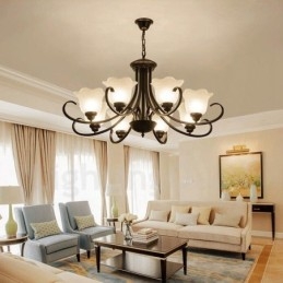 8-Lyss Rustik Lodge Integrert Metalllysekrone