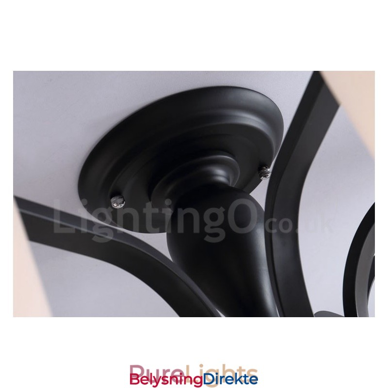 Landlig Integrert Metalllysekrone Med 5 Lys Og Glassskjerm