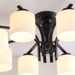 8-Lyss Landlig Integrert Metalllysekrone Med Glassskjerm