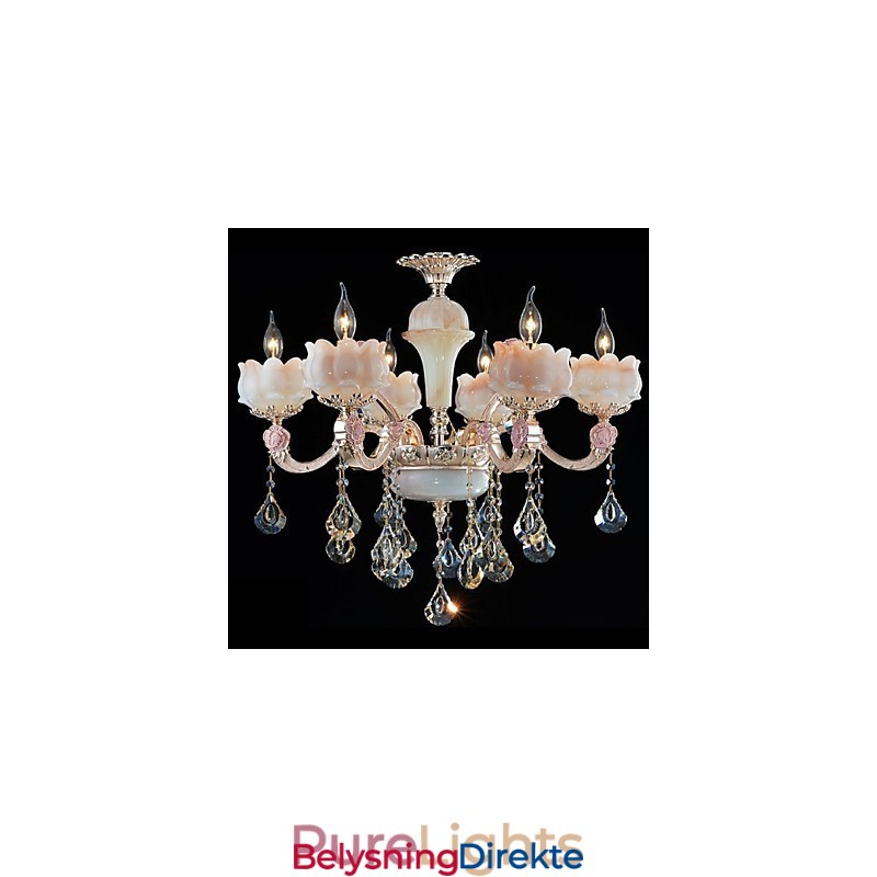 Europeisk Stil Krystall Pendellamper I Sinklegering Og Naturlig Jade