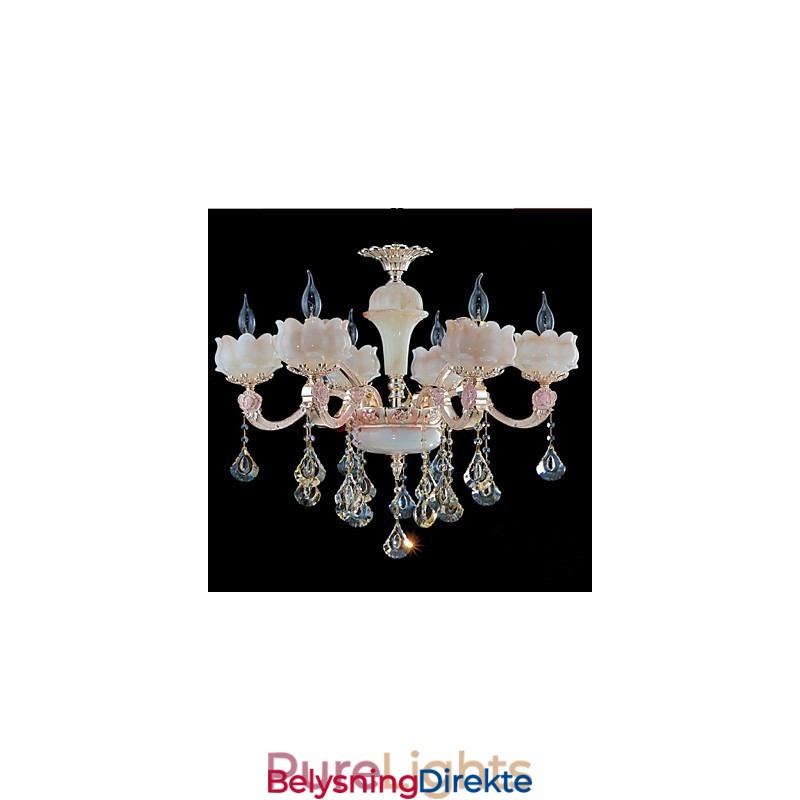 Europeisk Stil Krystall Pendellamper I Sinklegering Og Naturlig Jade