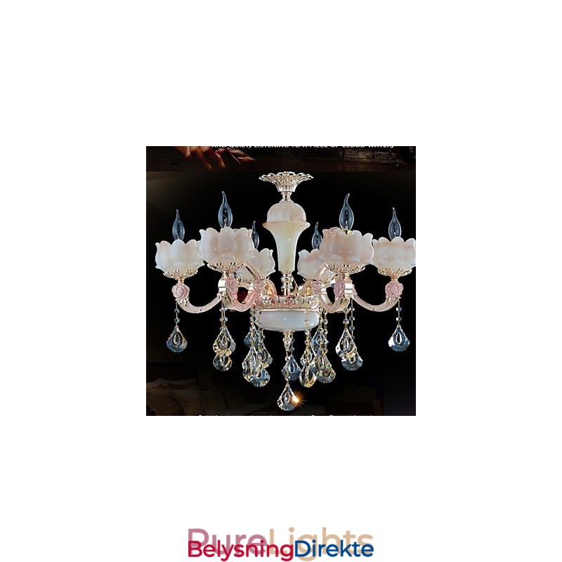 Europeisk Stil Krystall Pendellamper I Sinklegering Og Naturlig Jade