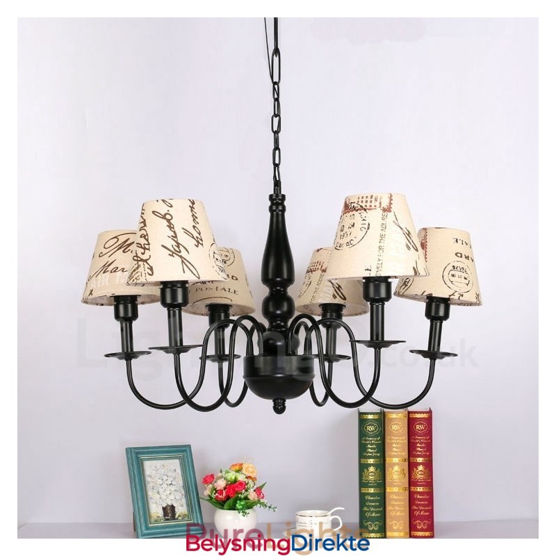 Integrert Metalllysekrone I Middelhavsstil Med 6 Lys