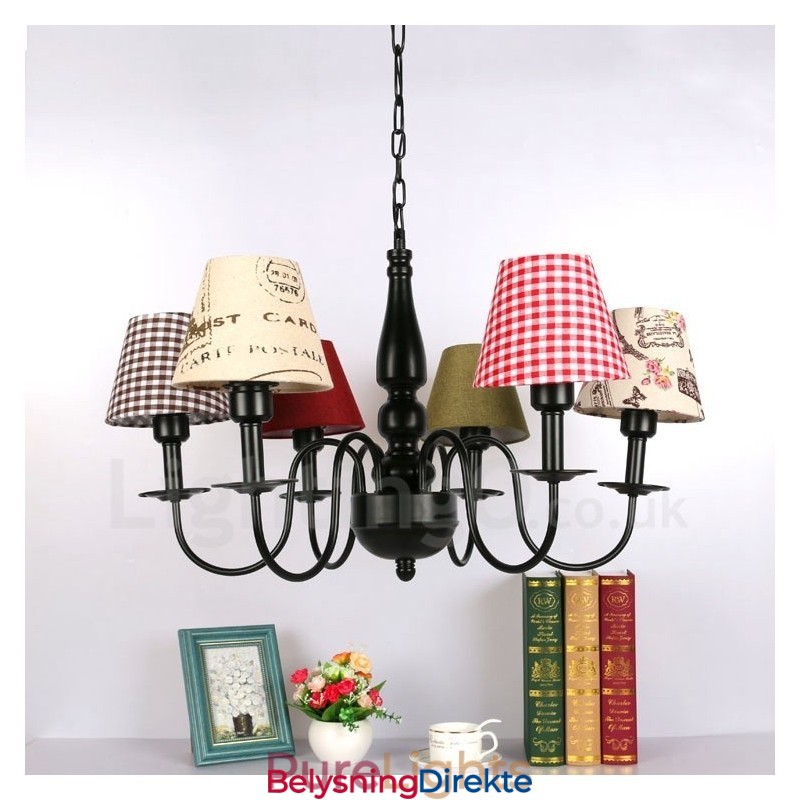 Integrert Metalllysekrone I Middelhavsstil Med 6 Lys