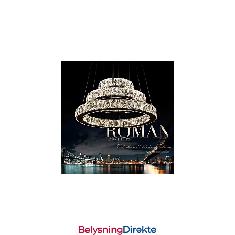 Pendellampe Moderne Belysning Varmhvit Tre Ringer D204060 Gjennomsiktig K9 Store Krystall Taklamper