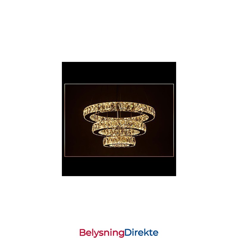 Pendellampe Moderne Belysning Varmhvit Tre Ringer D204060 Gjennomsiktig K9 Store Krystall Taklamper