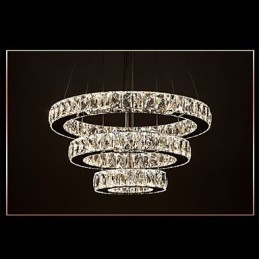 Pendellampe Moderne Belysning Varmhvit Tre Ringer D204060 Gjennomsiktig K9 Store Krystall Taklamper