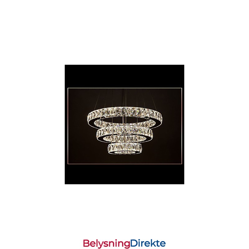 Pendellampe Moderne Belysning Varmhvit Tre Ringer D204060 Gjennomsiktig K9 Store Krystall Taklamper