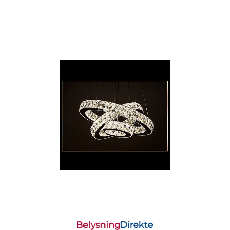 Pendellampe Moderne Belysning Varmhvit Tre Ringer D204060 Gjennomsiktig K9 Store Krystall Taklamper