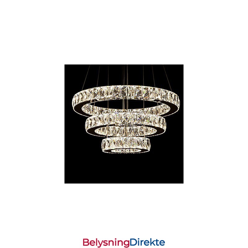 Pendellampe Moderne Belysning Varmhvit Tre Ringer D204060 Gjennomsiktig K9 Store Krystall Taklamper