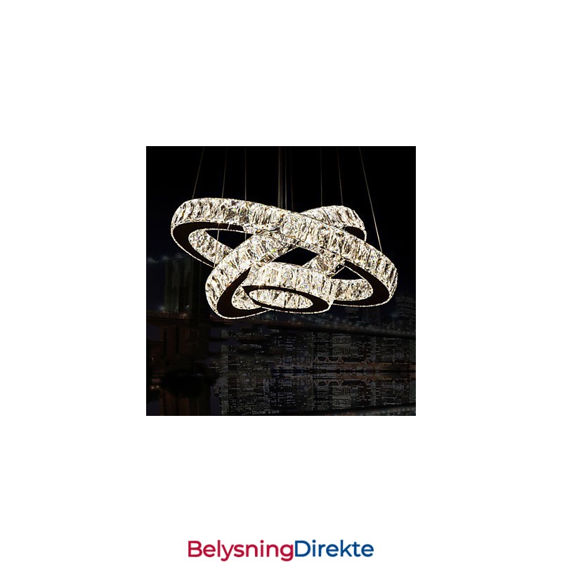 Pendellampe Moderne Belysning Varmhvit Tre Ringer D204060 Gjennomsiktig K9 Store Krystall Taklamper