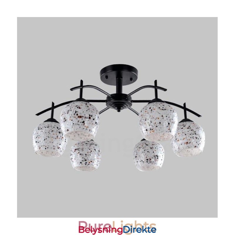 Integrert Lysekrone I Middelhavsstil Med 6 Lys Og Glassskjerm