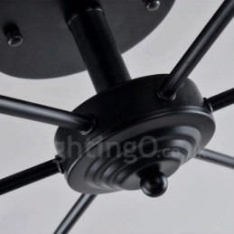 Integrert Lysekrone I Middelhavsstil Med 6 Lys Og Glassskjerm