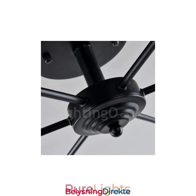 Integrert Lysekrone I Middelhavsstil Med 6 Lys Og Glassskjerm