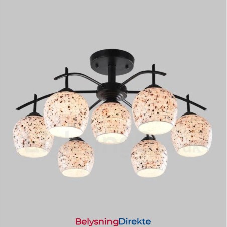 Integrert Lysekrone I Middelhavsstil Med 7 Lys Og Glassskjerm