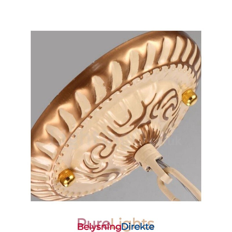 Integrert Metalllysekrone I Middelhavsstil Med 3 Lys Og Glassskjerm