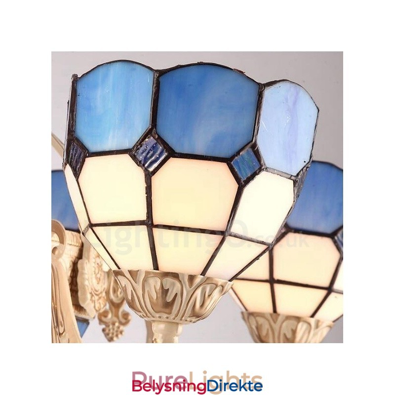 Integrert Metalllysekrone I Middelhavsstil Med 3 Lys Og Glassskjerm