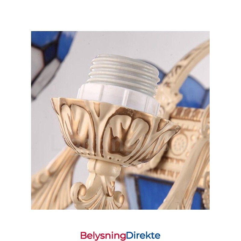 Integrert Metalllysekrone I Middelhavsstil Med 5 Lys Og Glassskjerm