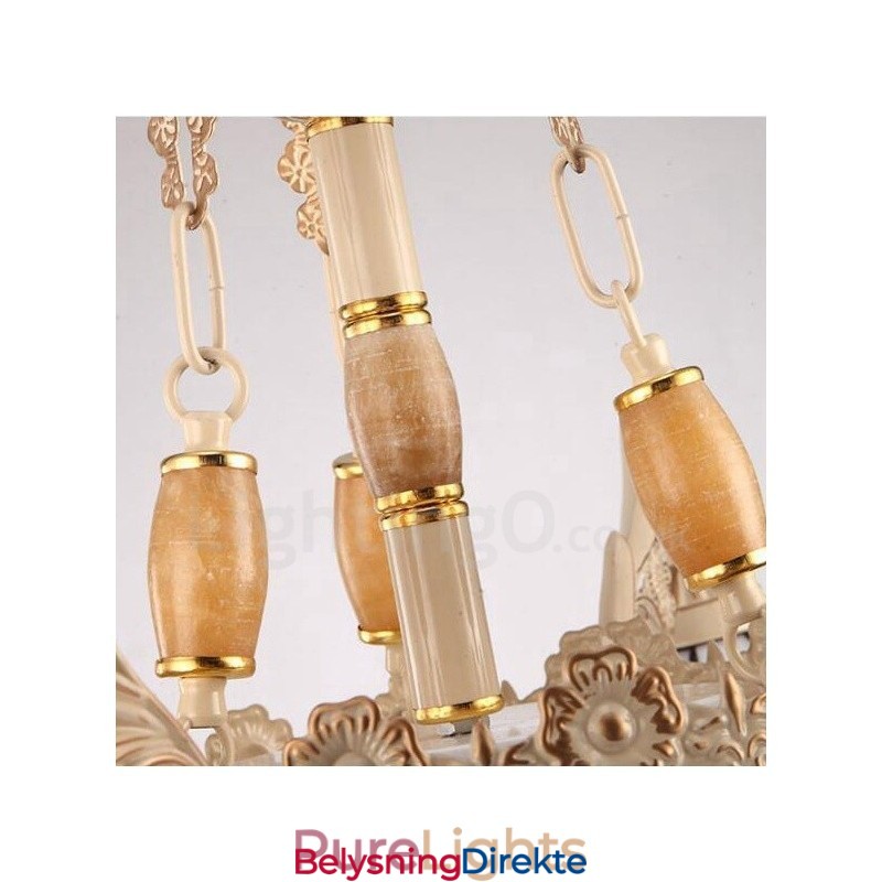 Integrert Metalllysekrone I Middelhavsstil Med 9 Lys Og Glassskjerm