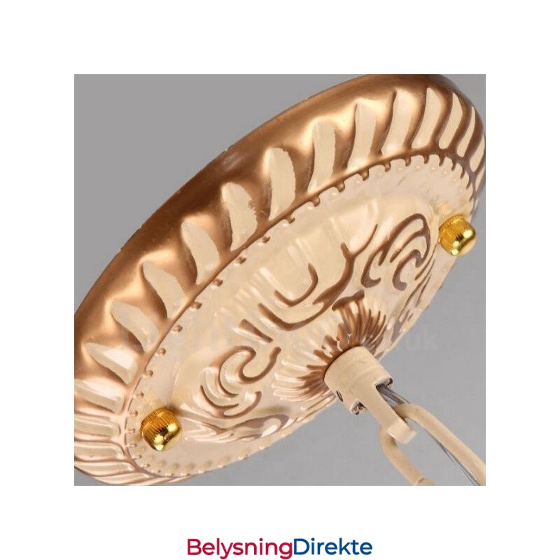 Integrert Metalllysekrone I Middelhavsstil Med 11 Lys Og Glassskjerm