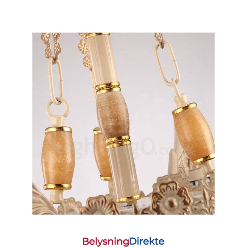 Integrert Metalllysekrone I Middelhavsstil Med 11 Lys Og Glassskjerm