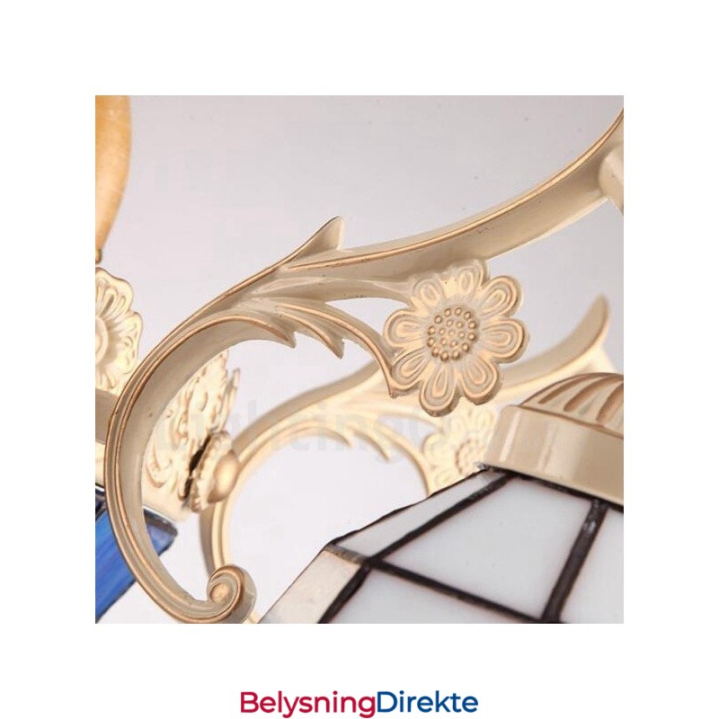 Integrert Metalllysekrone I Middelhavsstil Med 11 Lys Og Glassskjerm