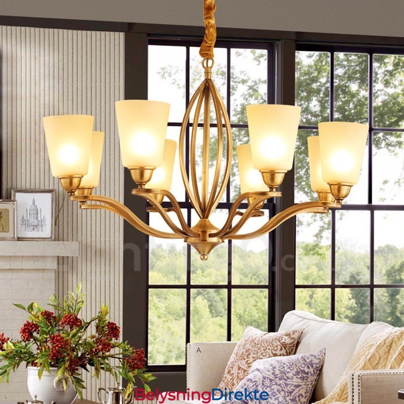 8-Lyss Rustik Lodge Integrert Metalllysekrone