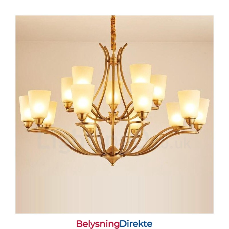 15-Lyss Rustik Lodge Integrert Metalllysekrone