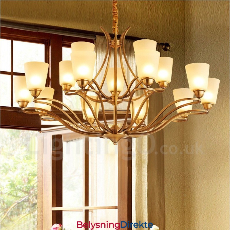 15-Lyss Rustik Lodge Integrert Metalllysekrone