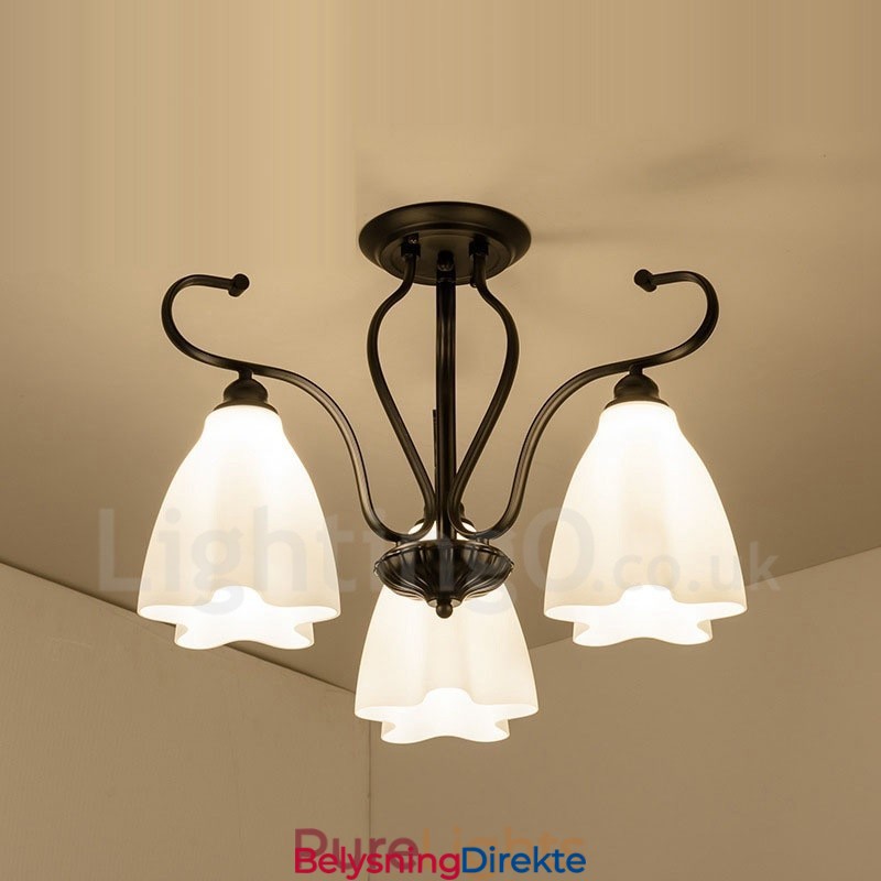 Integrert Lysekrone I Rustikk Stil Med 3 Lys