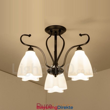 Integrert Lysekrone I Rustikk Stil Med 3 Lys