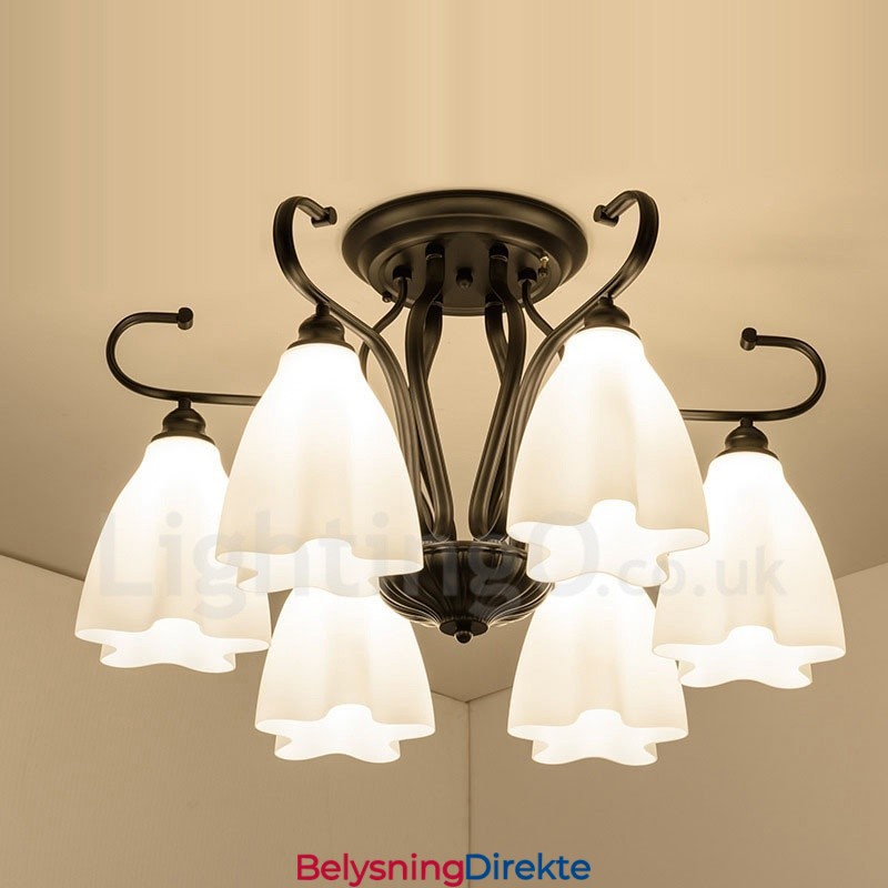 Integrert Lysekrone I Rustikk Stil Med 6 Lys