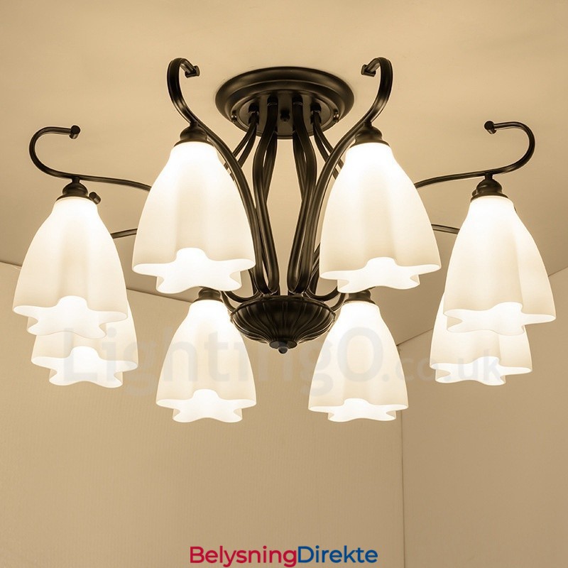 Integrert Lysekrone I Rustikk Stil Med 8 Lys