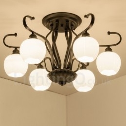 Integrert Lysekrone I Rustikk Stil Med 6 Lys